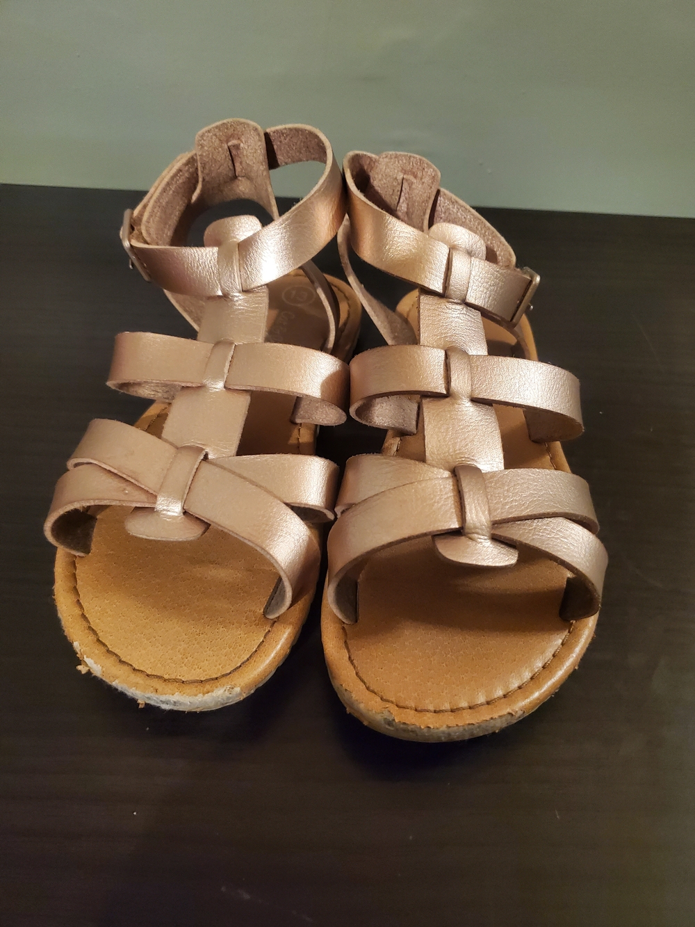 Children’s Metallic Strappy Gladiator Sandals - Rose Gold Finish By Cat & Jack